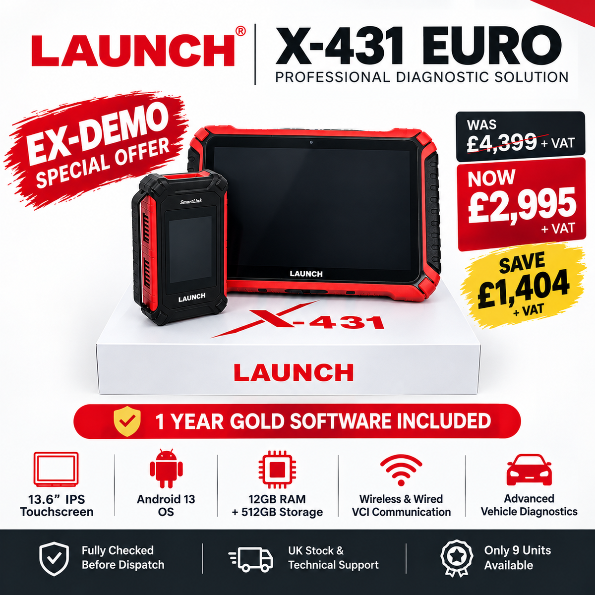 Launch X-431 EURO Ex-Demo with 1 Year Gold Software Included -saving £1,404