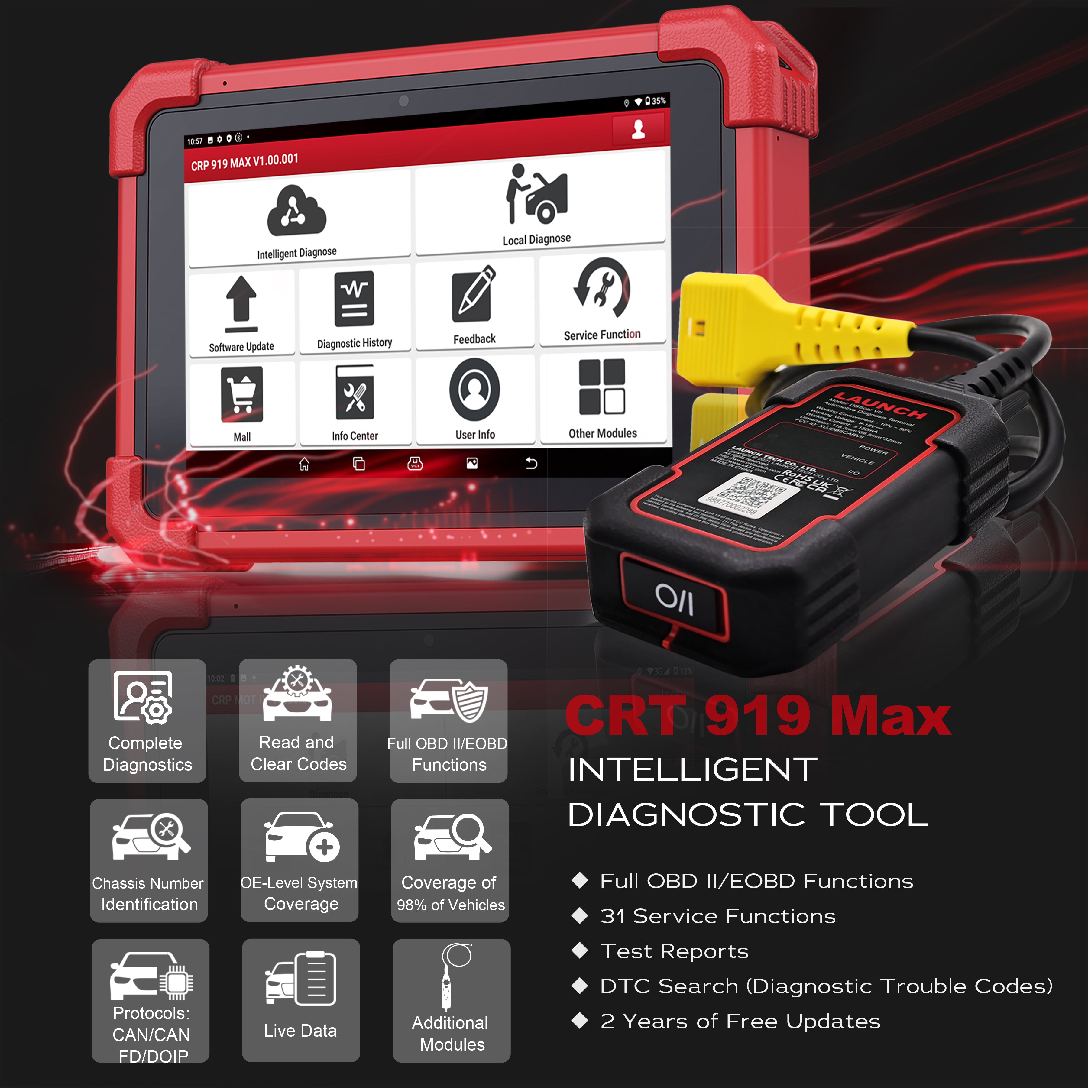Launch CRP919 MAX Professional OBD2 Diagnostic Scanner