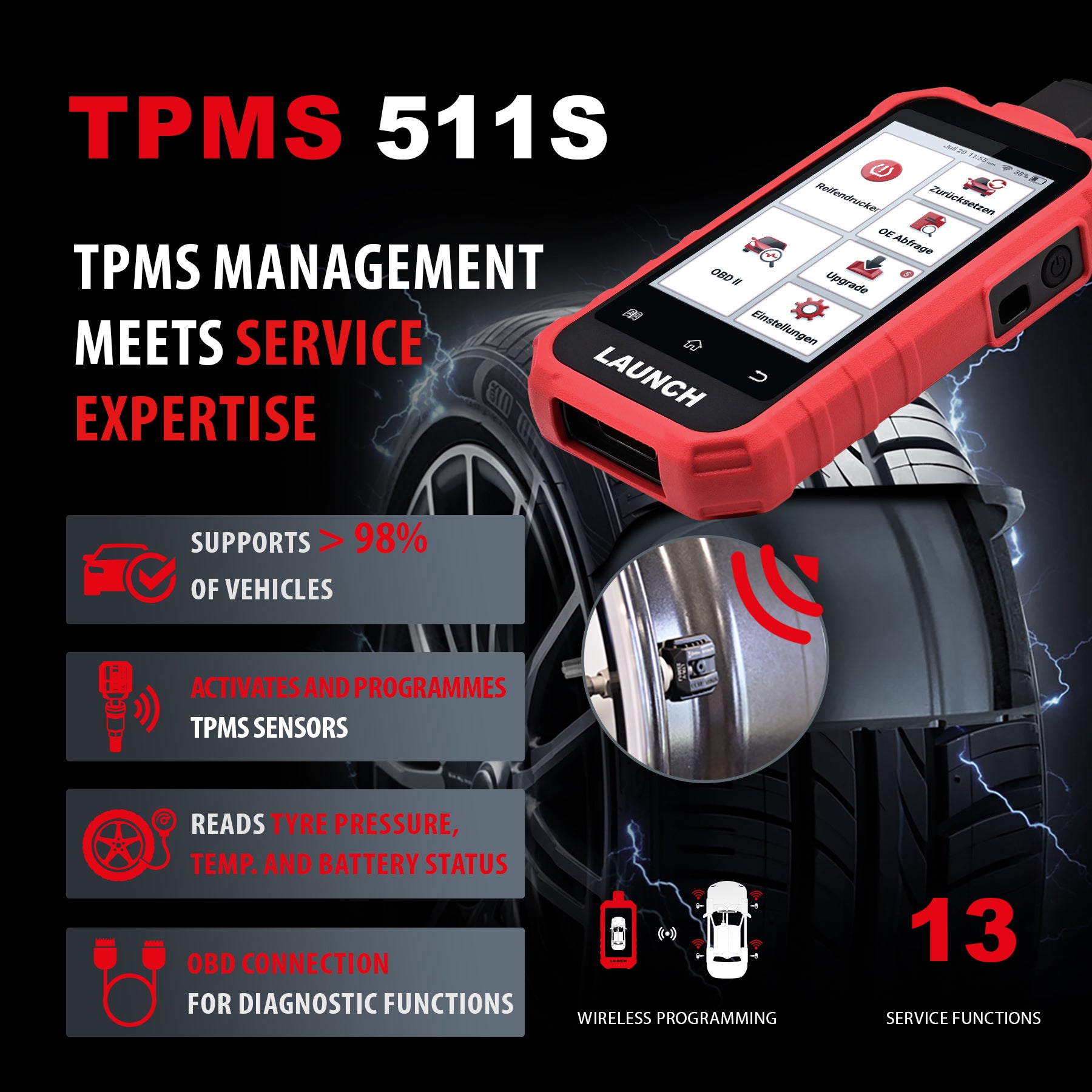 LAUNCH Creader TPMS 511S V2 TPMS Diagnostic & Programming Tool