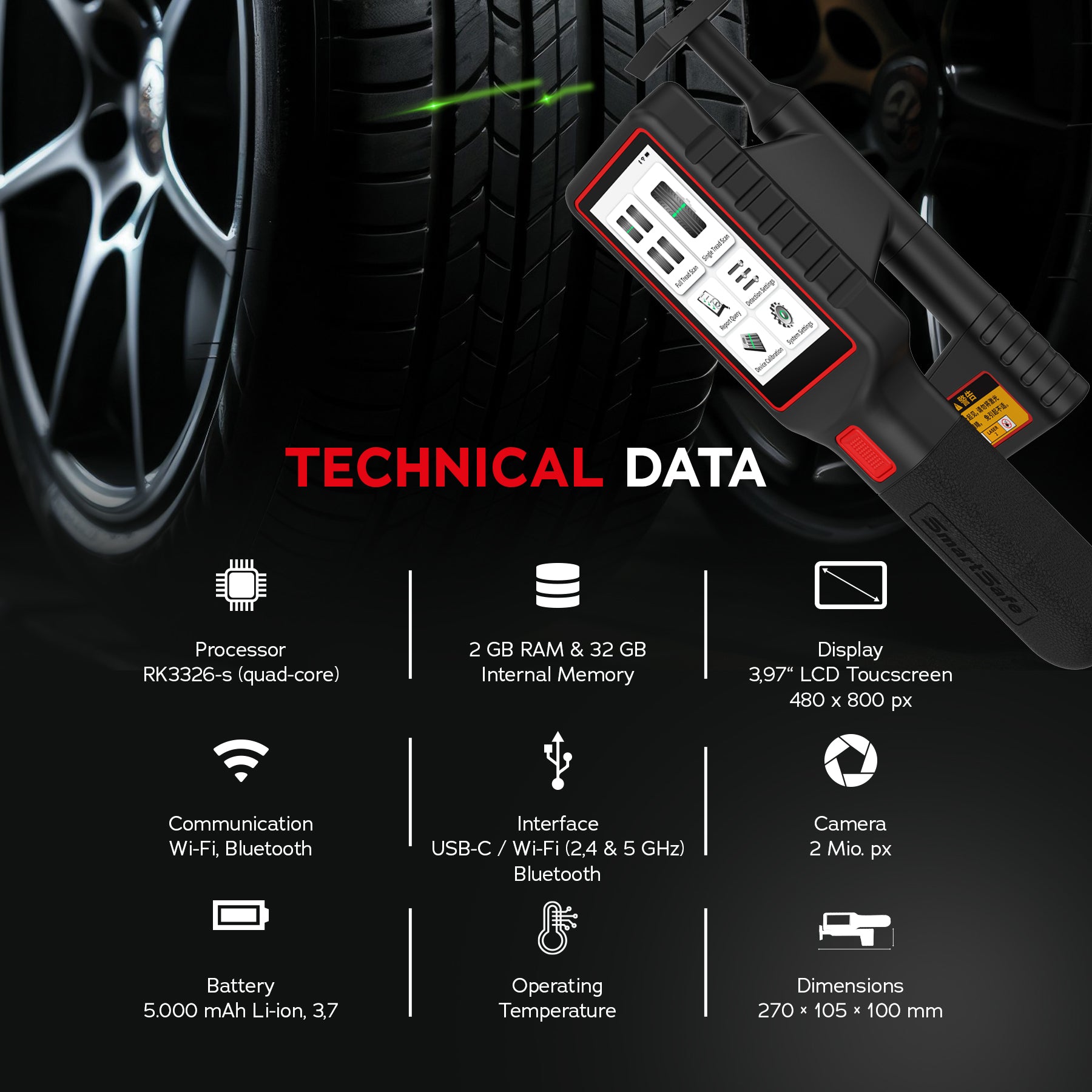 LAUNCH TTM313 Digital Tyre Tread Depth Gauge