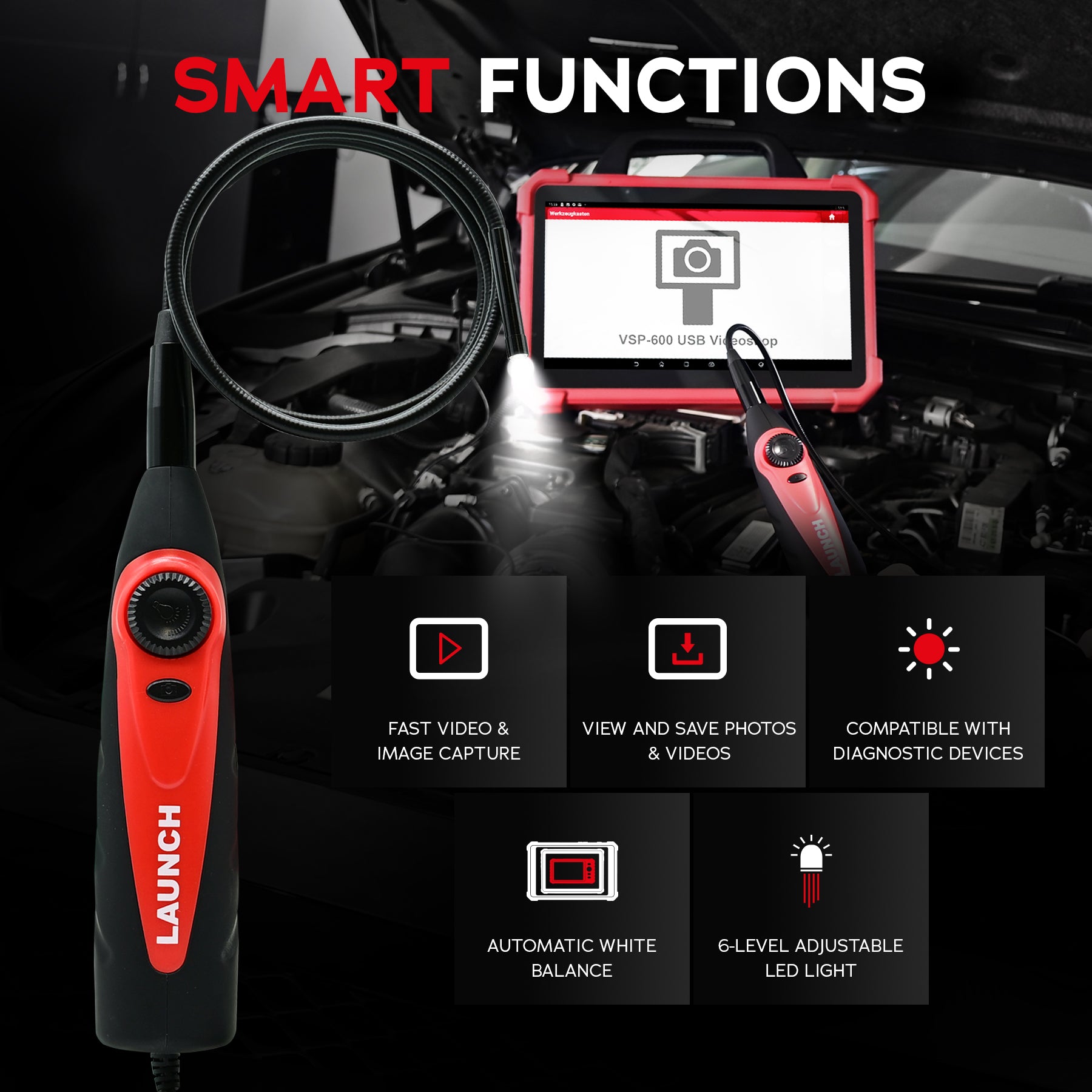 Launch VSP-600 USB Videoscope Inspection Camera for Automotive Diagnostics
